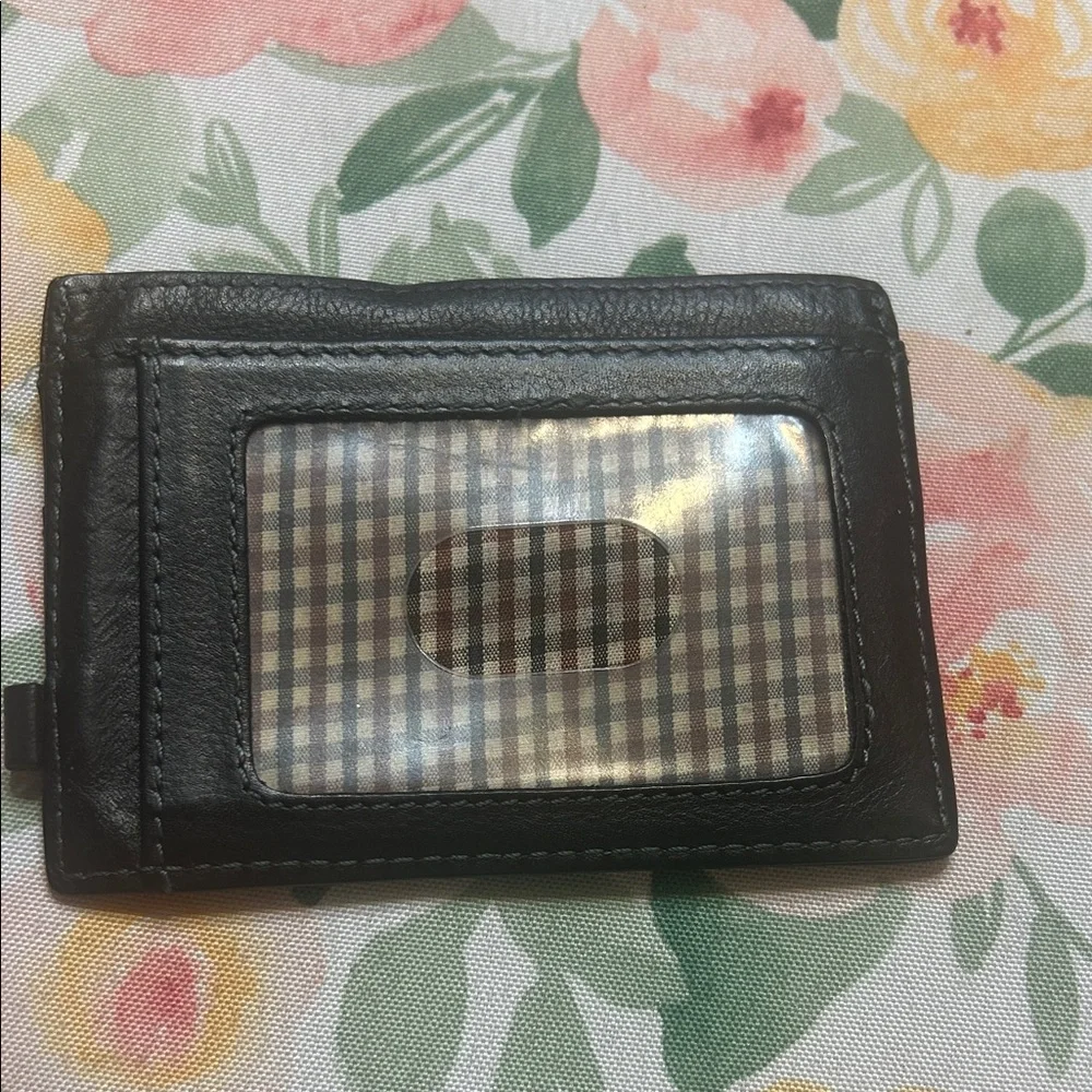 Boconi Black Leather GARTH LEATHER ID CARD CASE Card Holder